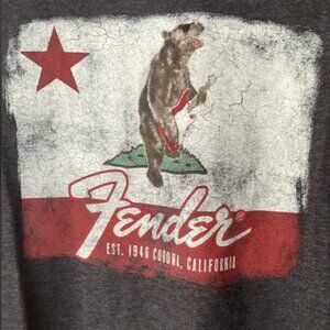 California Punk Bear Fender Guitar Rock N’ Roll Men’s T-shirt - New Large